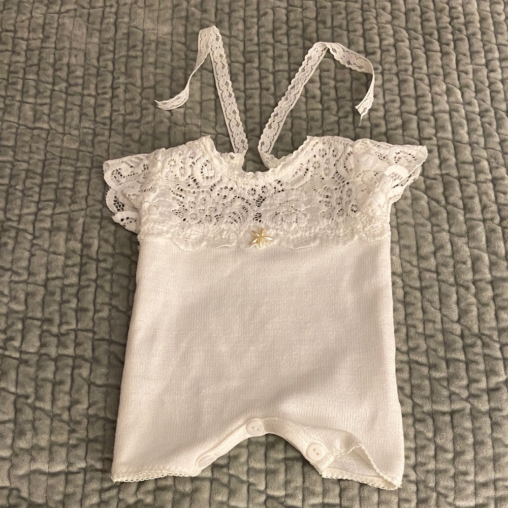 Posh Peanut Cotton and Lace Special Occasion Romper